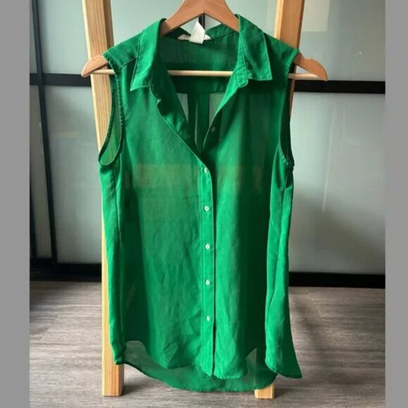 H&M Green Women's Button Down Tank Top - Women's Size 4 - Picture 1 of 3